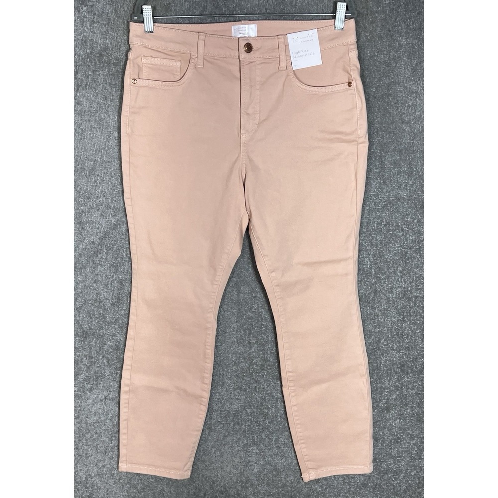 LC Lauren Conrad High Rise Skinny Ankle Jeans Womens Size 12 Pink Stretch New